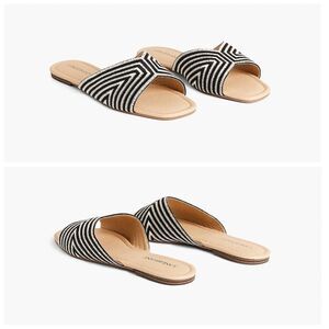 NWOT Lane Bryant Coastal Stripe Textile Slide Black White‎ Slip On - Size 8.5W